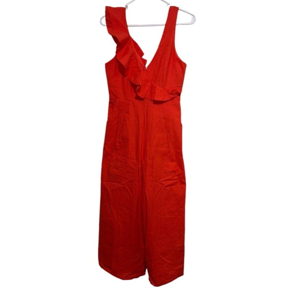 Saints Secrets Jumpsuit Womens Small Orange Wide Leg Pockets Lagenlook Resort